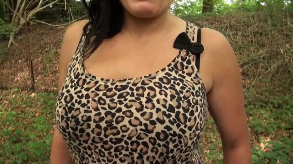 French brunette Caroline fucked in a forest