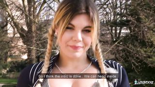 Big tits blonde seduced on the street