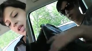 Short haired brunette backseat fucker