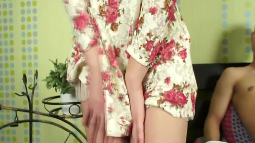 Long legged teen blonde gives a hot blowjob and takes a cock in her virgin asshole