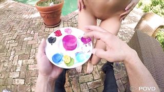 Naked body painting leads to sex