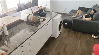 I fucked my maid dressing an apron with anal plug