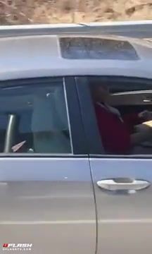 Girl Flashes Trucker on Highway