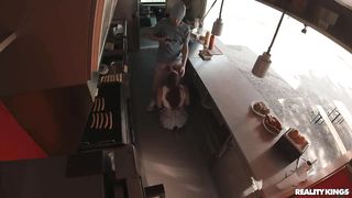 Food truck busty reviewer
