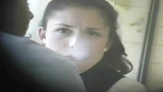 Brunette with wonderful Snap Inhales smoking a Cigarette in a Caf&Atild