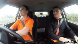 FAKEHUB - Mediumboobs slut fucked in the car by driving tutor