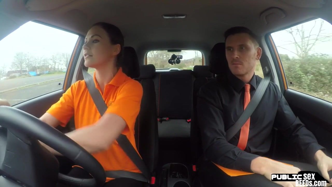 FAKEHUB - Mediumboobs slut fucked in the car by driving tutor