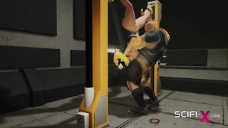 SCIFI-X - Cyber hunter fucks hard a sexy brunette in the sci-fi prison