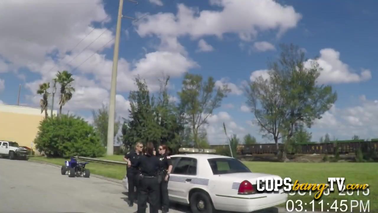 Black biker got arrested and the he fucked with two horny MILFs at home