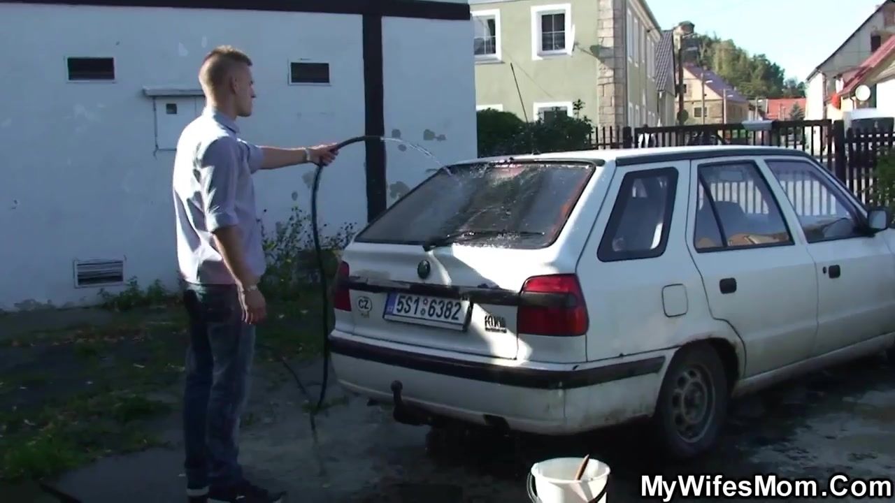 Old mother riding his cheating dick outdoor