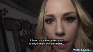 Public Agent Horny blonde flasher gets her pussy creampied in a tunnel