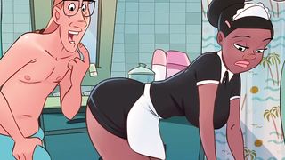 Fucking the ass of the asshole maid in the bathroom at home... Mop on the maid - Os Sacanas Filminho