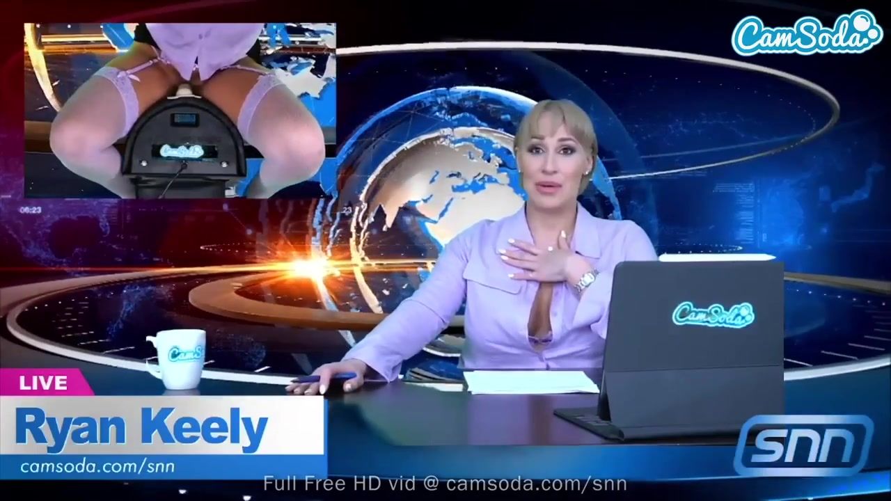 Camsoda   Ryan Keely   Big titty newscaster toying herself