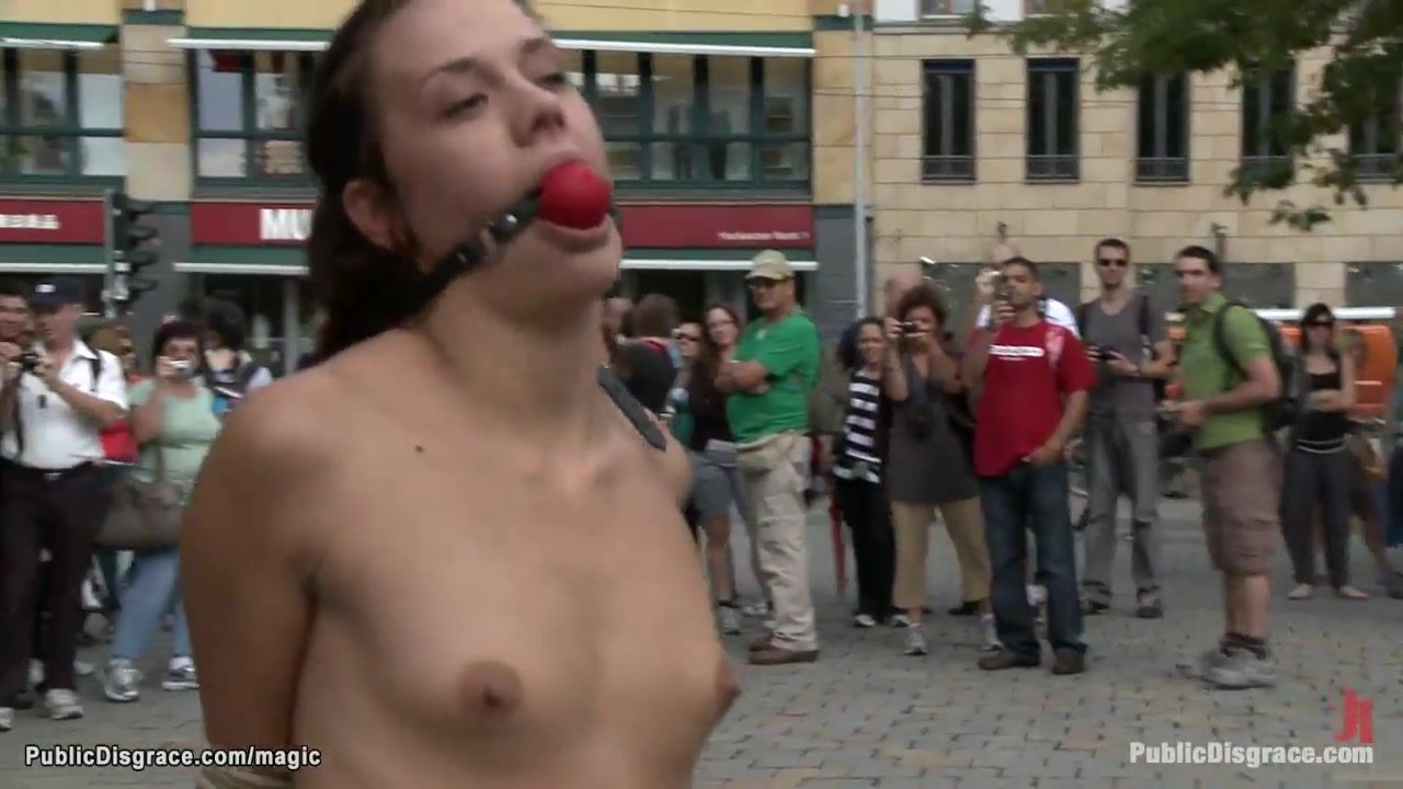 Naked gagged Euro slave in public (Princess Donna, Jacqueline Back)