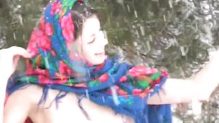 ((Golitsyn-News) Katya Poses During A Snowfall