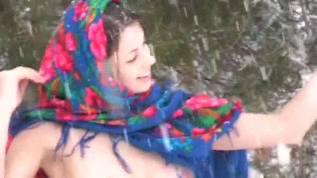 ((Golitsyn-News) Katya Poses During A Snowfall