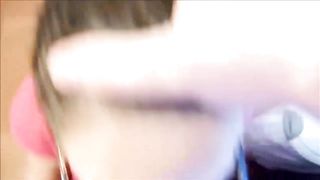 Nerdie lass with glasses give a blowjob