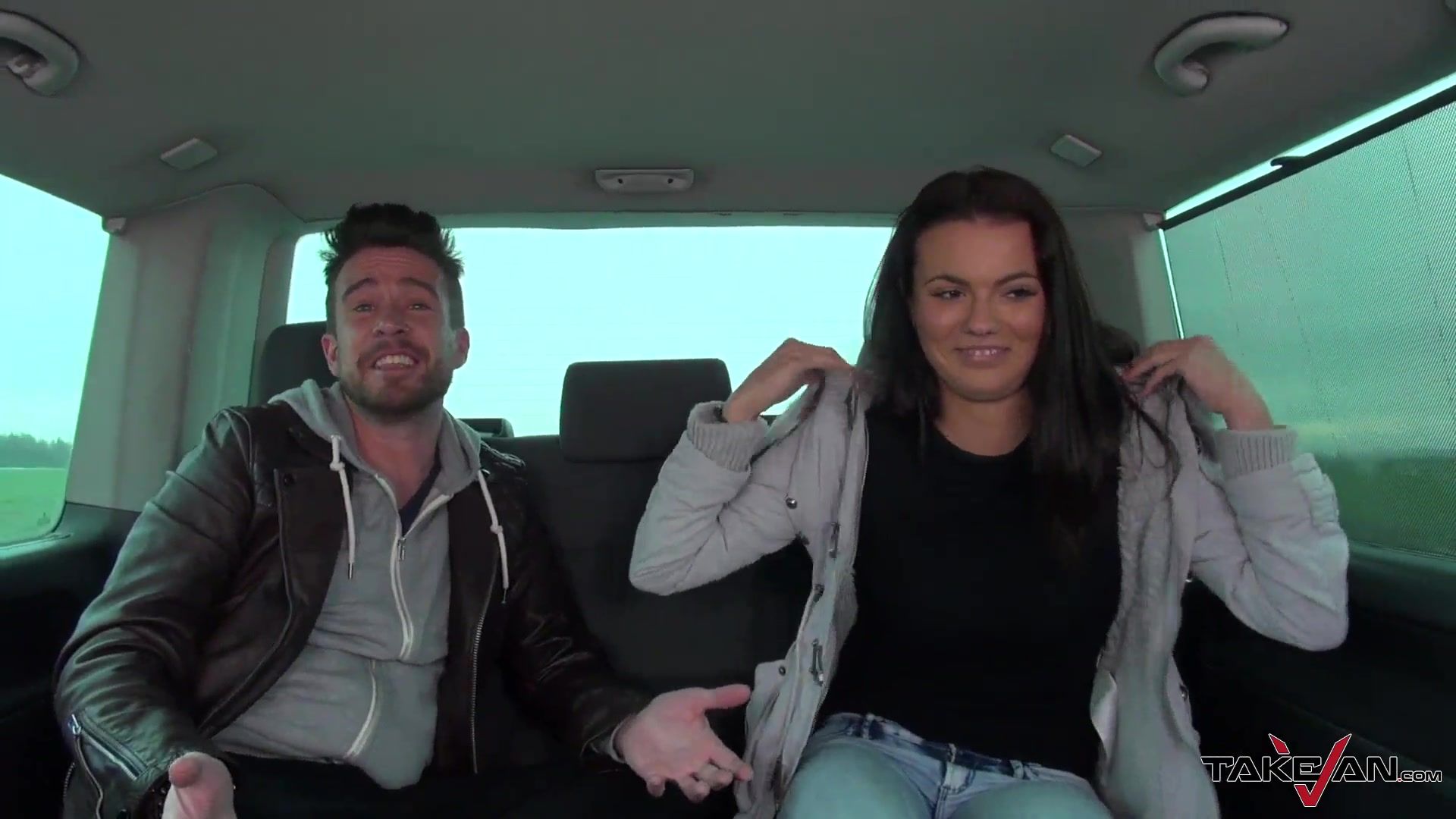 Chubby arogant bitch convinced to come with horny strangers in van