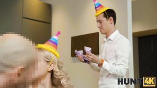 HUNT4K. Girlie has penis in the tushy but her boyfriend gets money