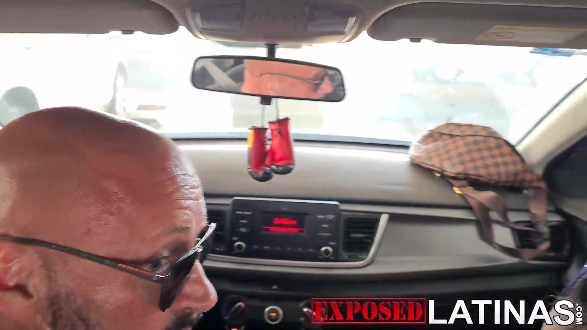 Latina pornstar give a blowjob to lucky guy while he drives