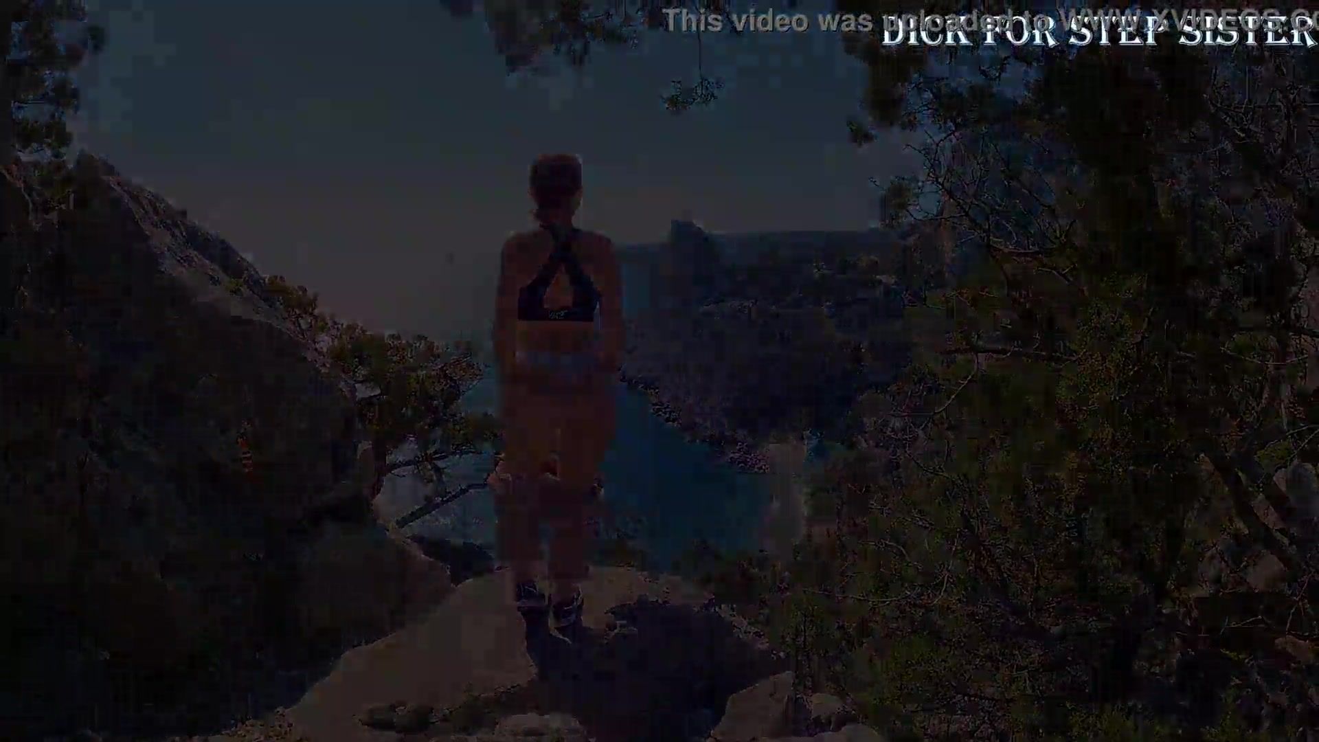 Public erotica, a girl with a stunning figure shows her magnificent ass against the backdrop of the sea and mountains. DickForStepSister