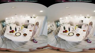 Tiny blonde hottie gets fucked while cooking pizza in virtual reality