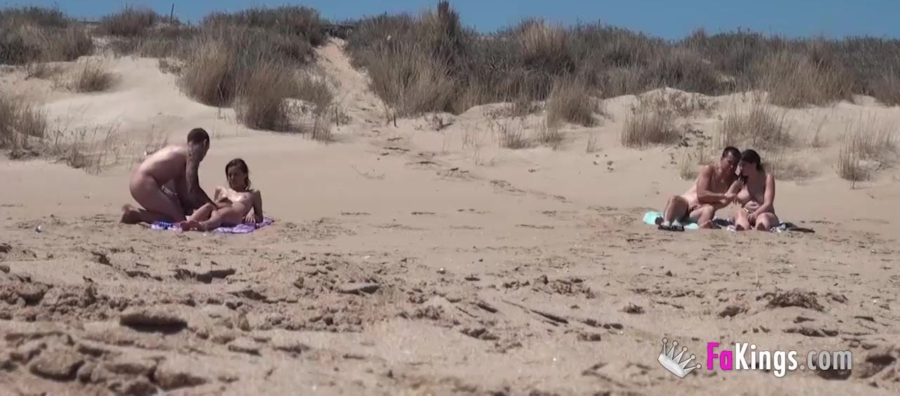 Beach Dogging! Ainara fucks a voyeur and a couple join the fun