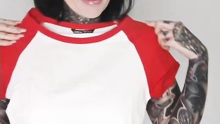 Getting undressed trying on sexy outfits
