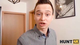 HUNT4K. On Christmas day cuck sells pussy of busty GF to his rich friend