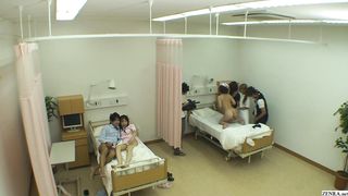 Japanese CMNF Weird Prank TV Show in Hospital Featuring Naked Patient and Accidentally Aroused Boyfriend