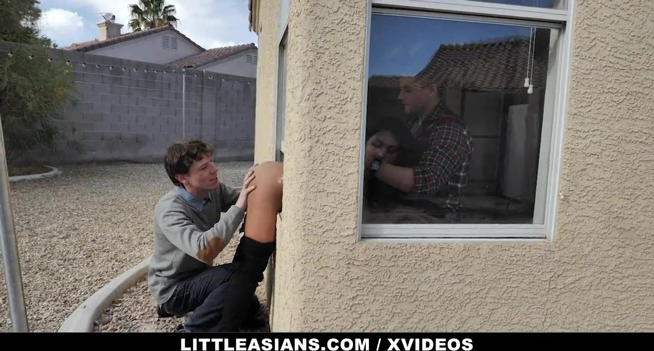 Little Asian Pizza Delivery Girl (Ember Snow) Gets Stuck in the Window - TeamSkeet
