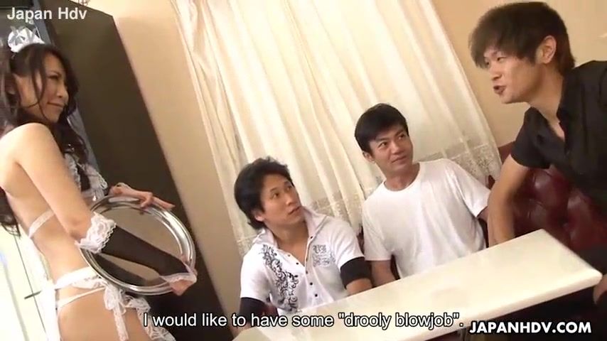 Three dudes order a creamy delight from a hot Asian waitress