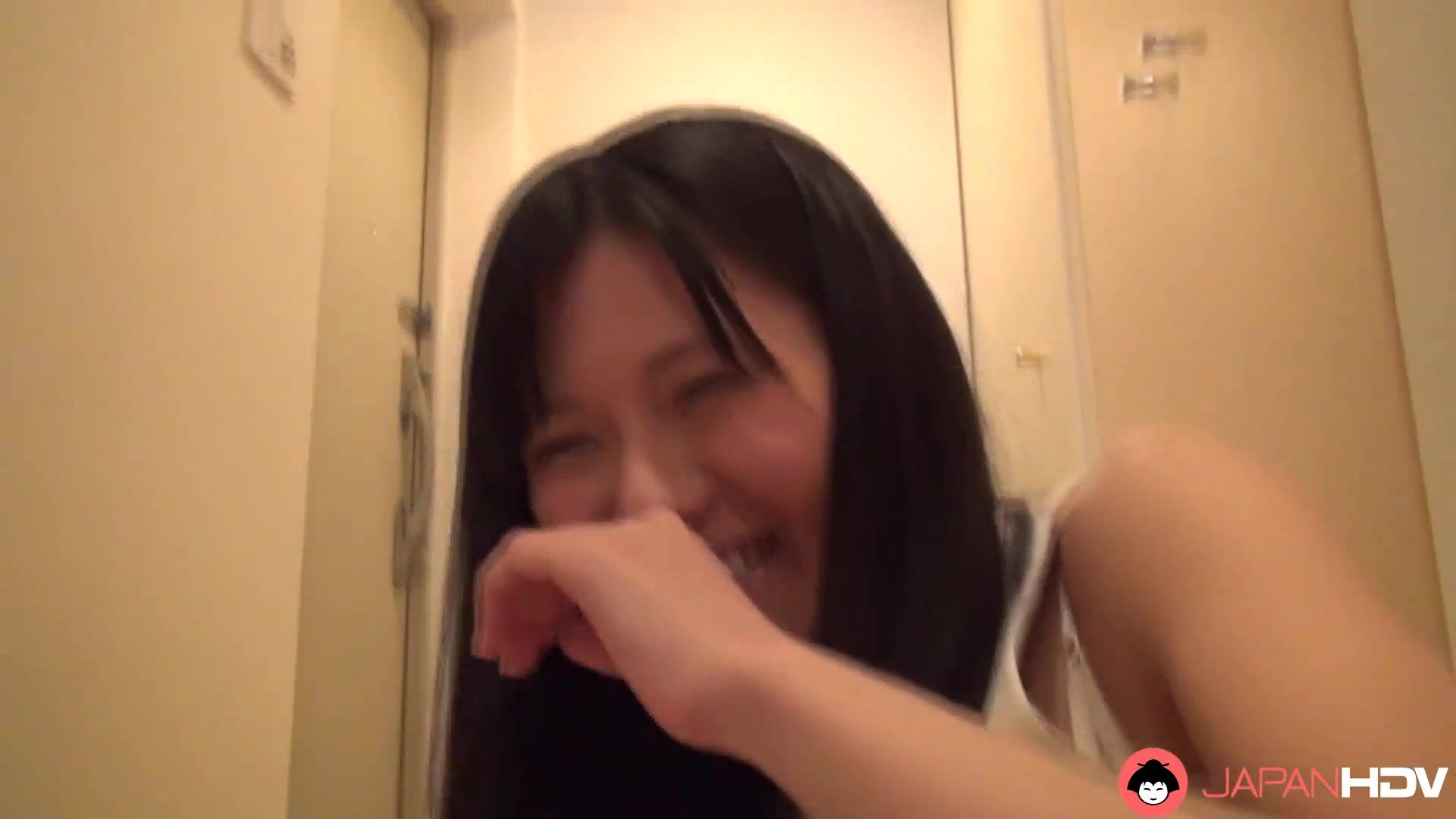 Japanese brunette Mai Araki sucks a man's dick in the bathroom uncensored.