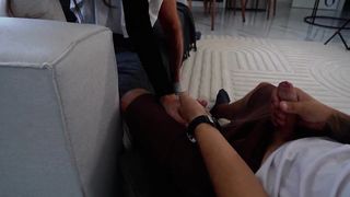 Husband Cuckold Jerks Off While His Wife Is Fucked !