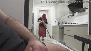 Caught jerking off while watching my Huge ass Hijab Stepmom.