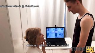 TUTOR4K. Guy has a plan of having sex with adorable teacher and it works