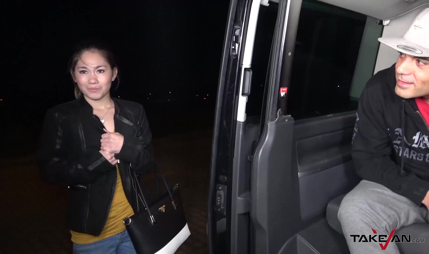 Tight Asian Pussy Stretched and Jizzed in the Pick Up Van