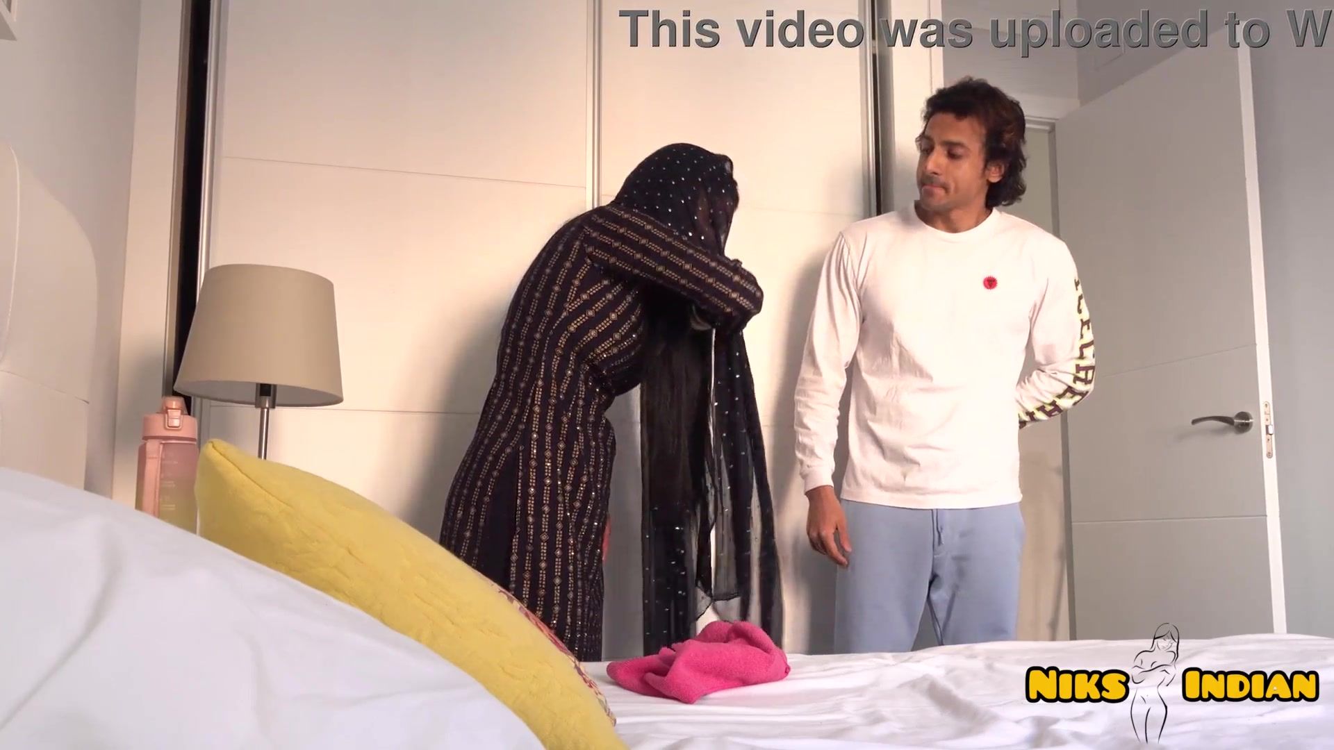 After sucking the milk from the maid's big tits, she was laid on the bed and fucked a lot