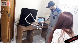 Technician attends customer was alone!