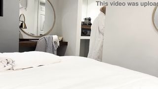Step mom caught me spying on her in the shower in a shared hotel room.