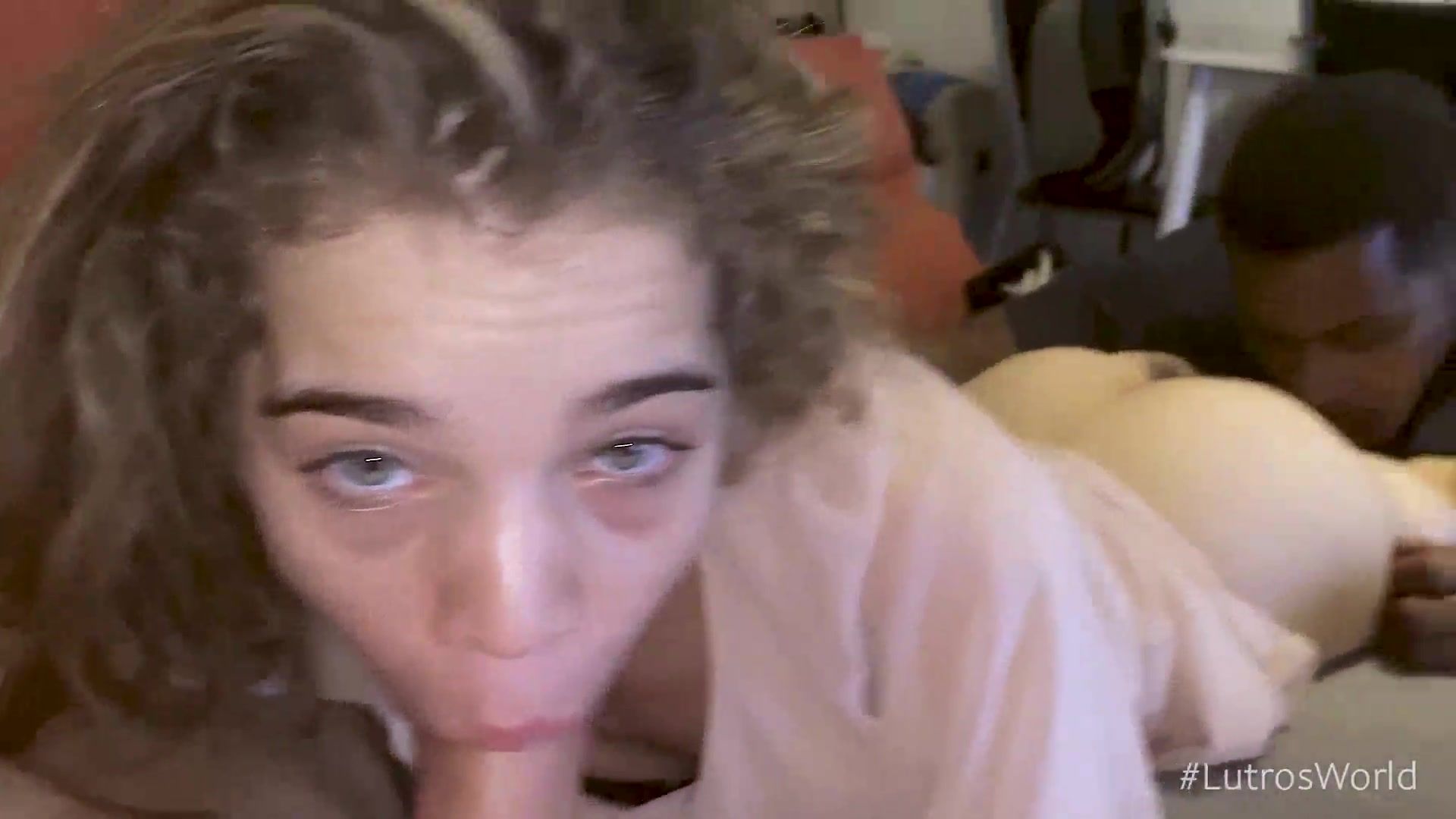CUTE TEEN HAS HOMEMADE INTERRACIAL THREESOME - SABRINA SPICE