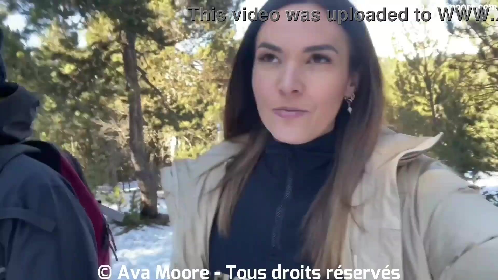 A French girl sucks a big cock in the snow and swallows all the cum - Oral cumshot