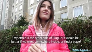 Public Agent Hot Russian brunette with tattoos loves taking big dick