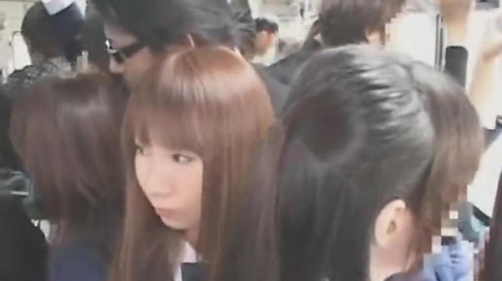 OMG! public handjob in bus and he cums on passenger!