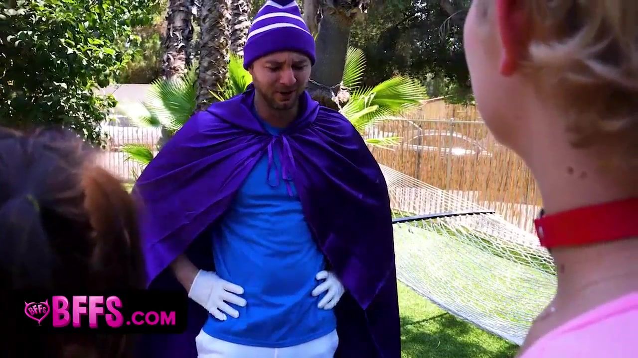 BFFS - Cute Little Hotties In Cosplay Costumes And Fishnets Share Lucky Stud And Drain His Powers