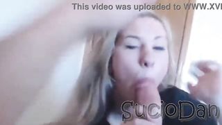 I cum in the mouth of this blonde slut