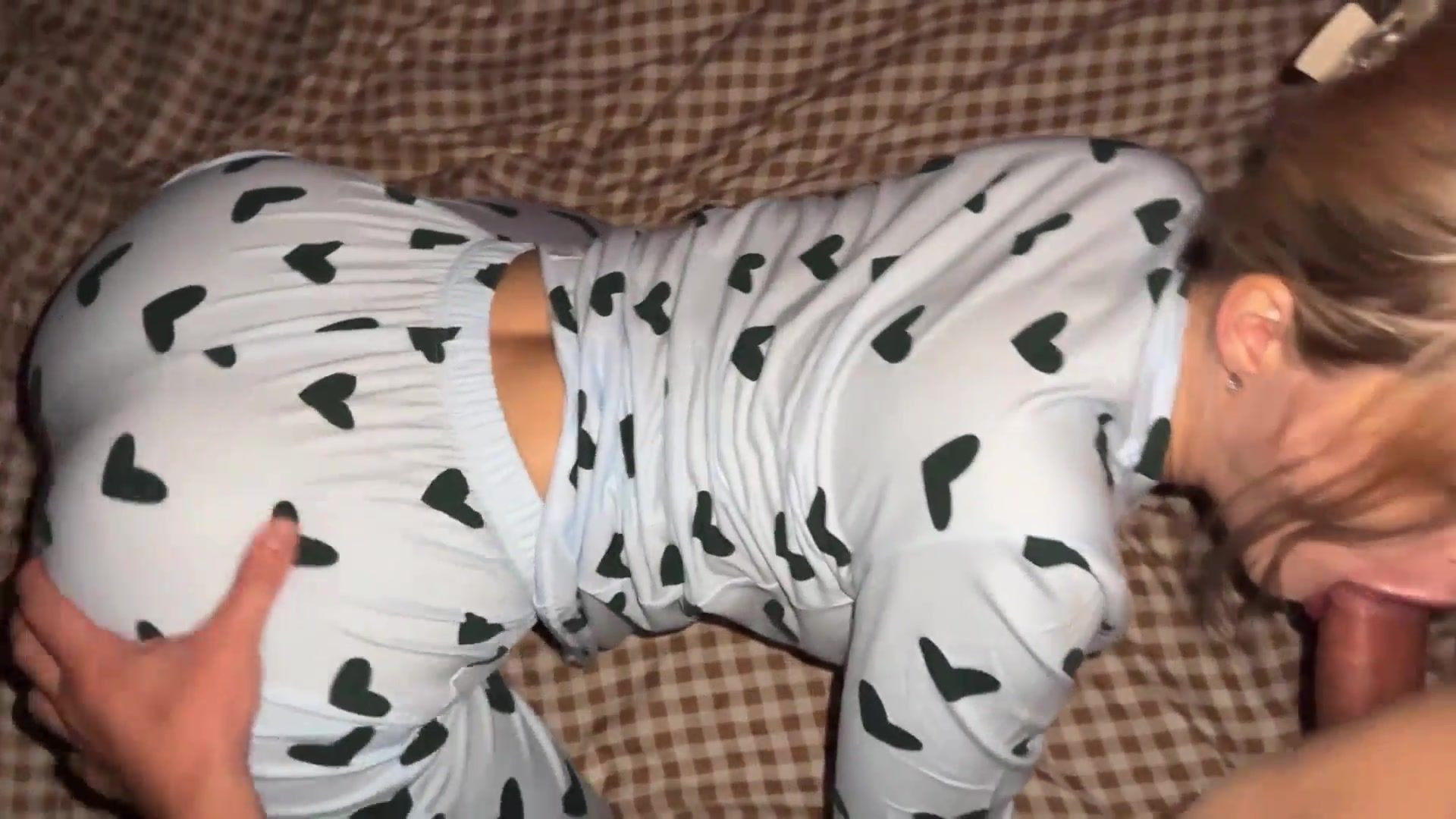 Fucked doggy style stepsister in pajamas and filmed it