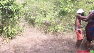 she didn't know that someone is hiding to fucked her in the Bush