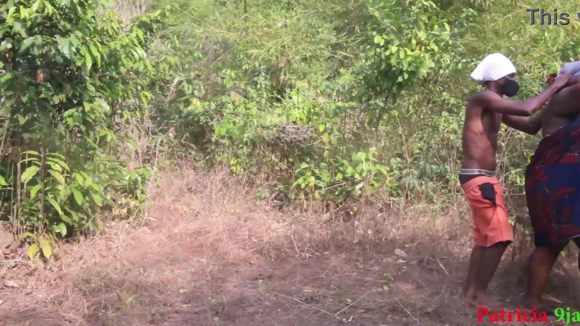 she didn't know that someone is hiding to fucked her in the Bush