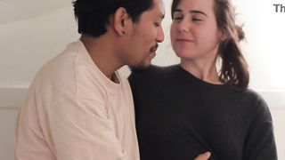 Roommates fool around after rehearsing a script.